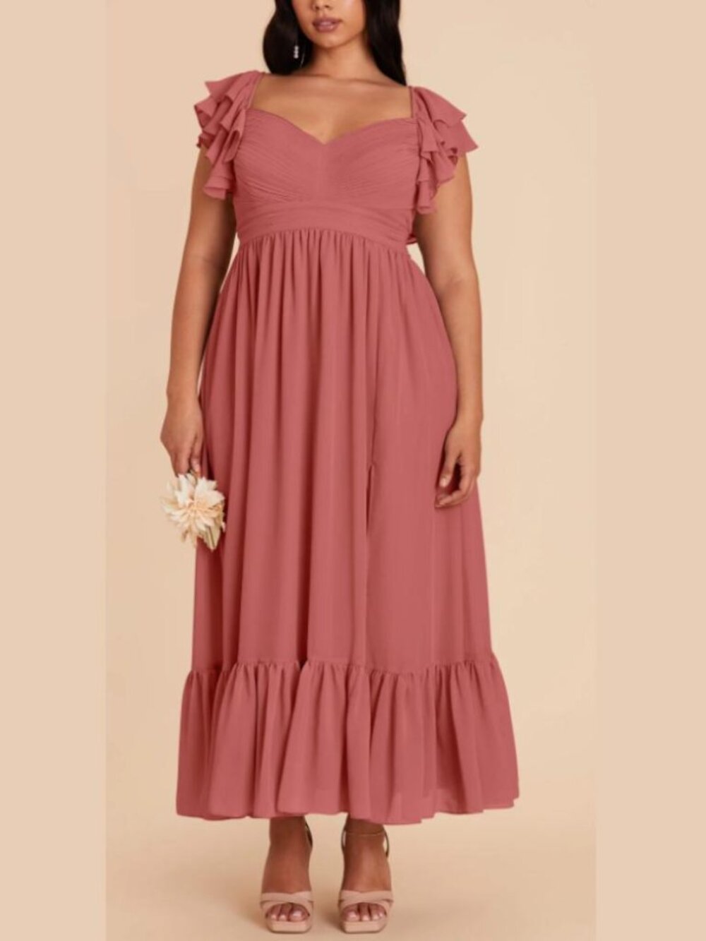 NEW Birdy Grey Michelle Chiffon Dress in Mulberry pink formal wedding ruffle 2X